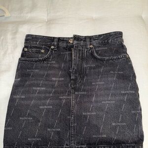 Balenciaga Black Denim Skirt